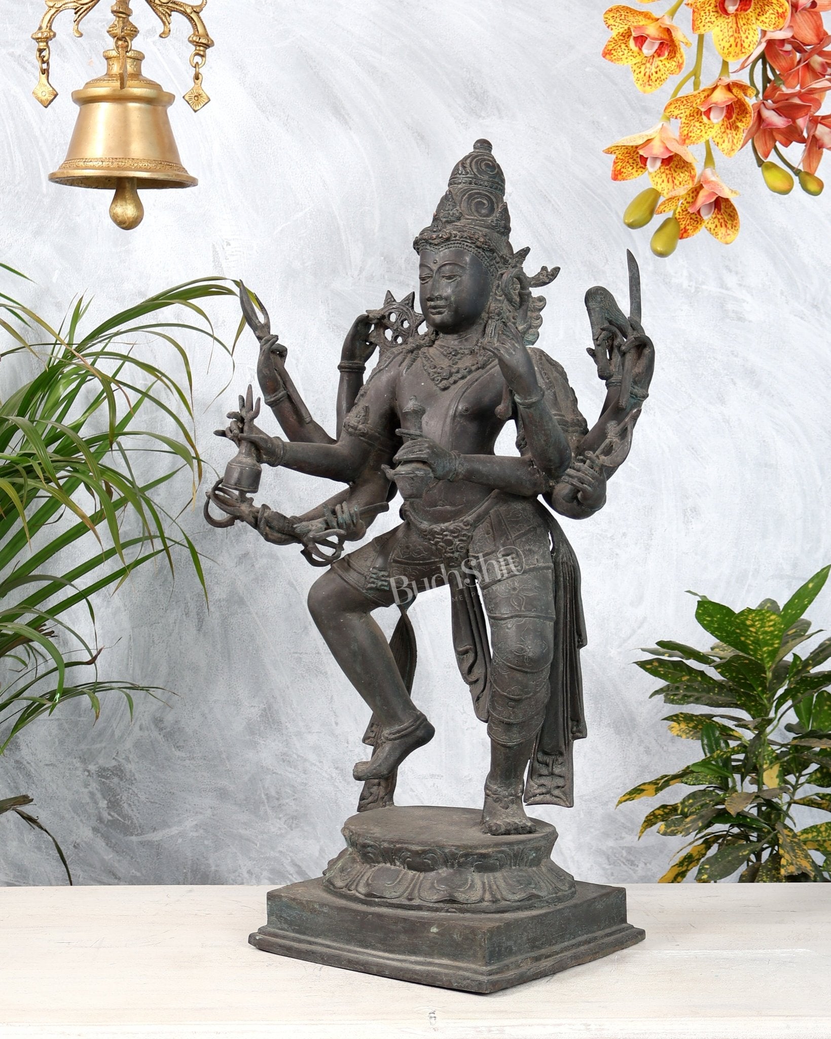 Bronze Dancing Shiva Tandava Balinese Sculpture – Nataraja Cosmic Dance Artefact 23 inch - Budhshiv.com