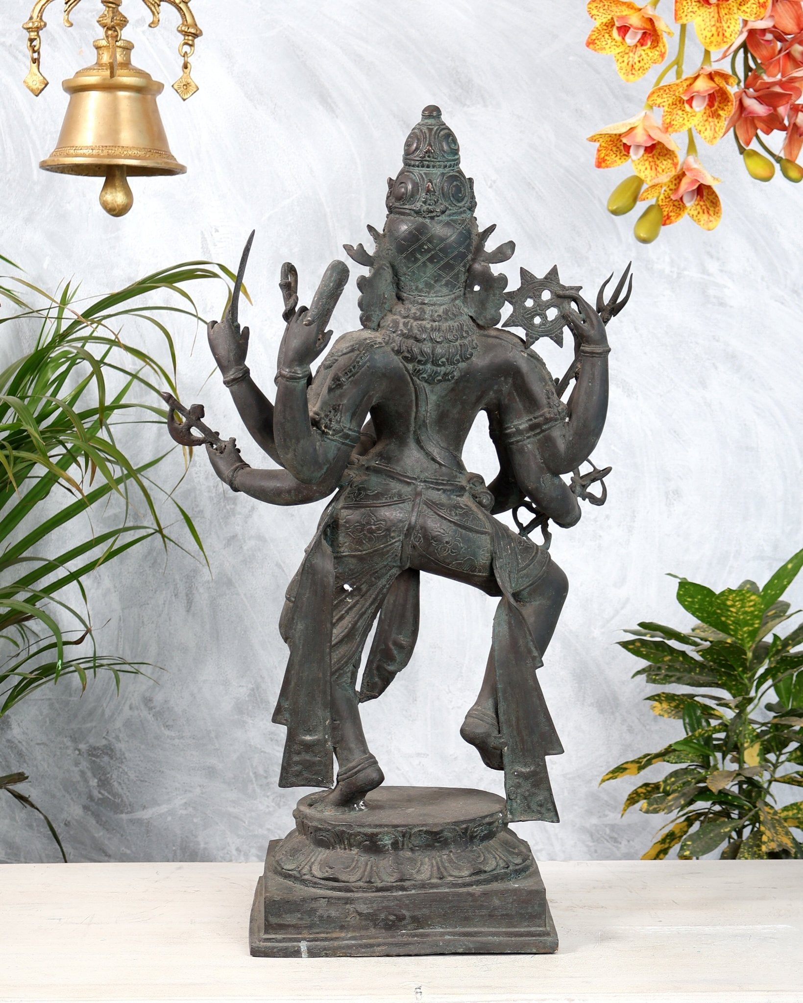 Bronze Dancing Shiva Tandava Balinese Sculpture – Nataraja Cosmic Dance Artefact 23 inch - Budhshiv.com