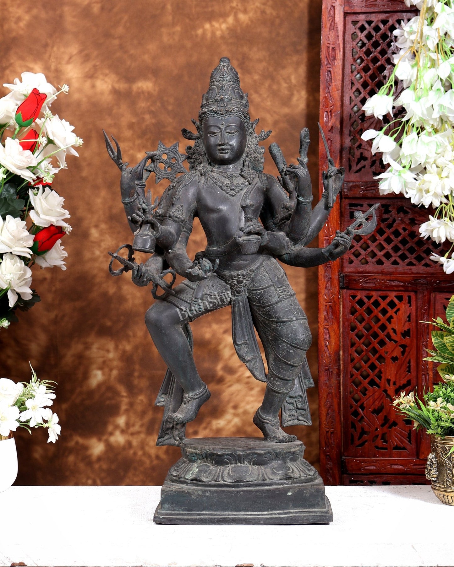 Bronze Dancing Shiva Tandava Balinese Sculpture – Nataraja Cosmic Dance Artefact 23 inch - Budhshiv.com