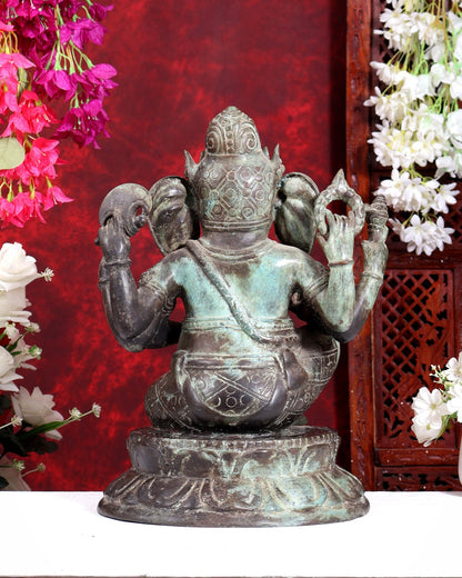 Bronze Ganesha Statue 17 inch Balinese craft - Budhshiv.com