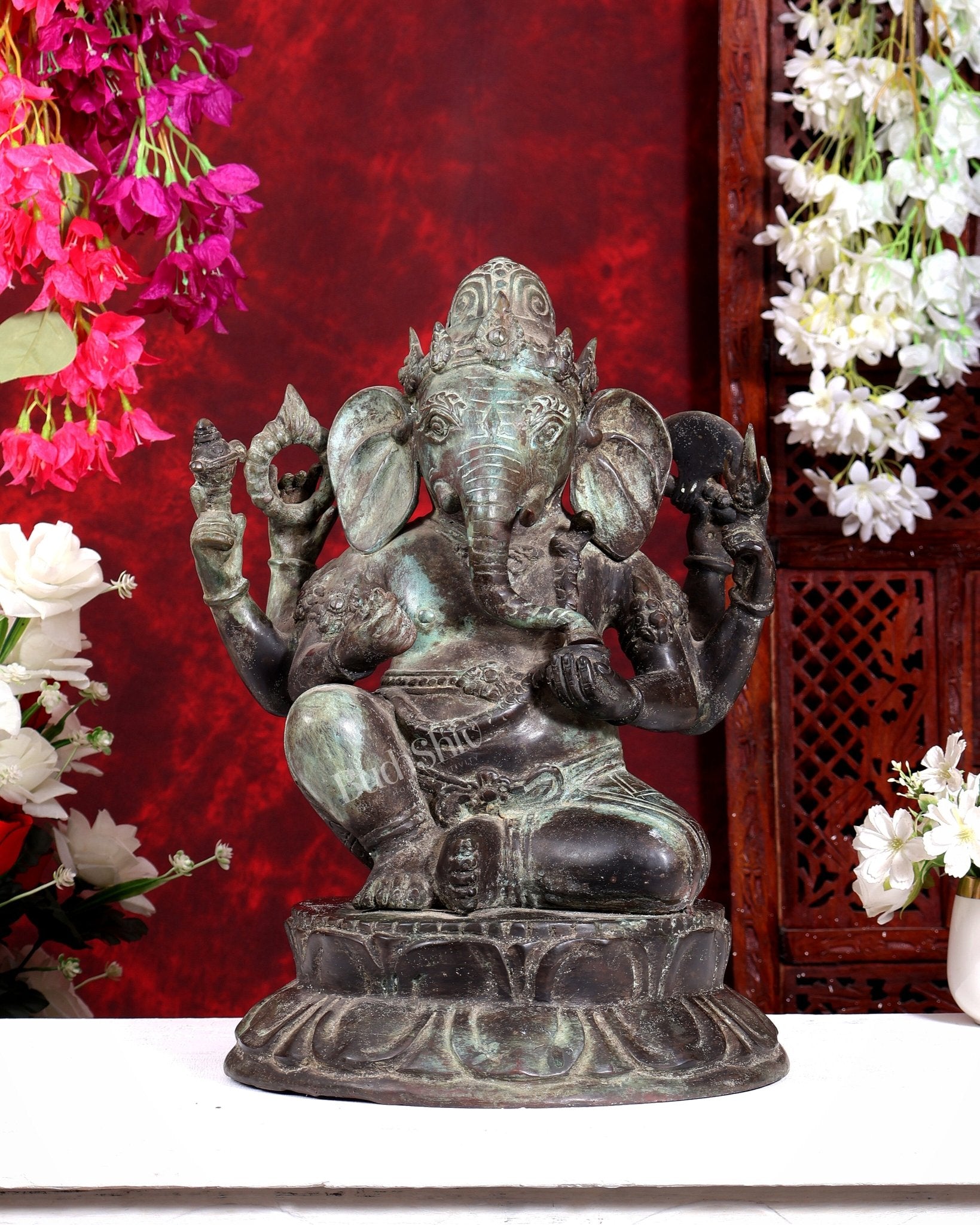 Bronze Ganesha Statue 17 inch Balinese craft - Budhshiv.com