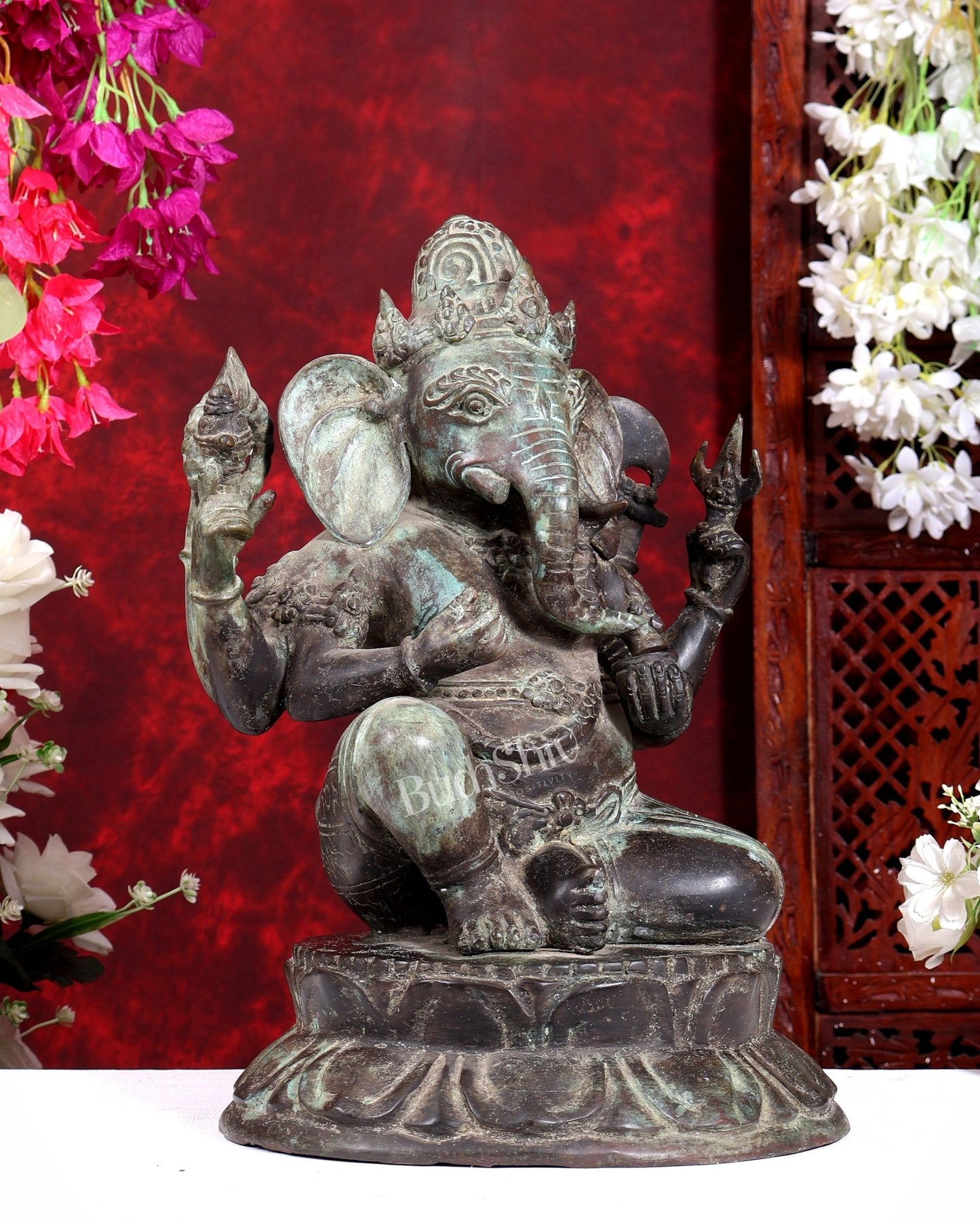 Bronze Ganesha Statue 17 inch Balinese craft - Budhshiv.com