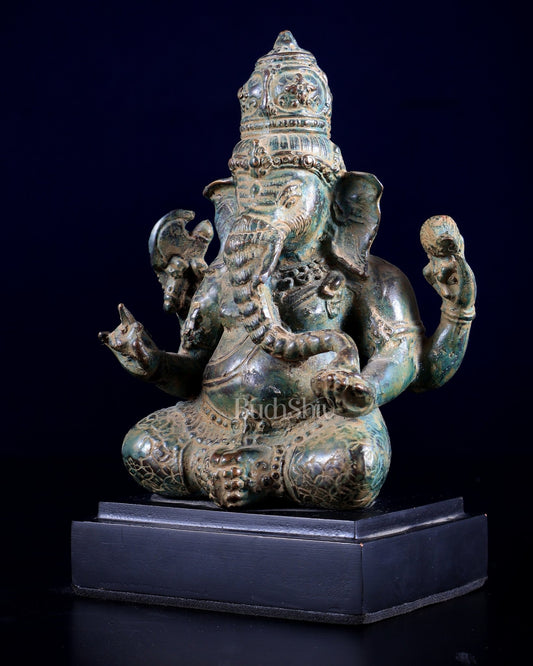 Bronze Ganesha Statue 6.5" - Budhshiv.com