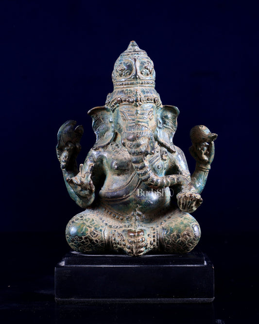 Bronze Ganesha Statue 6.5" - Budhshiv.com