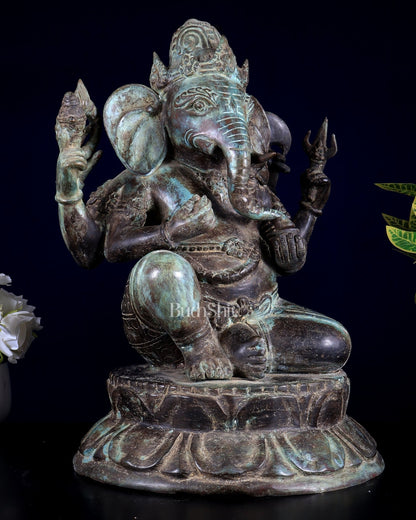 Bronze Ganesha Statue | Lost Wax Sculpture | 17" - Budhshiv.com