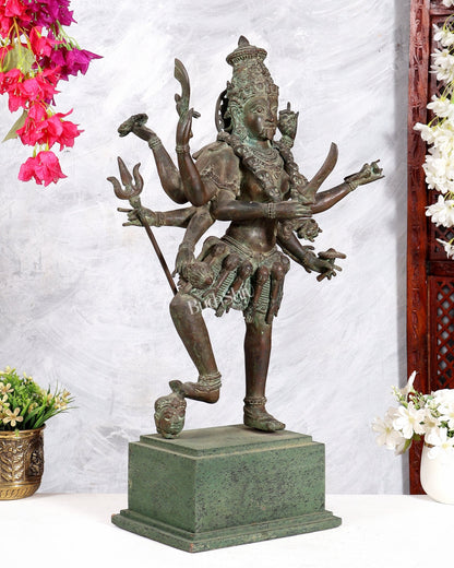 Bronze Goddess Kali Statue – 23” (58 cm) Fierce Form with 10 Arms - Budhshiv.com