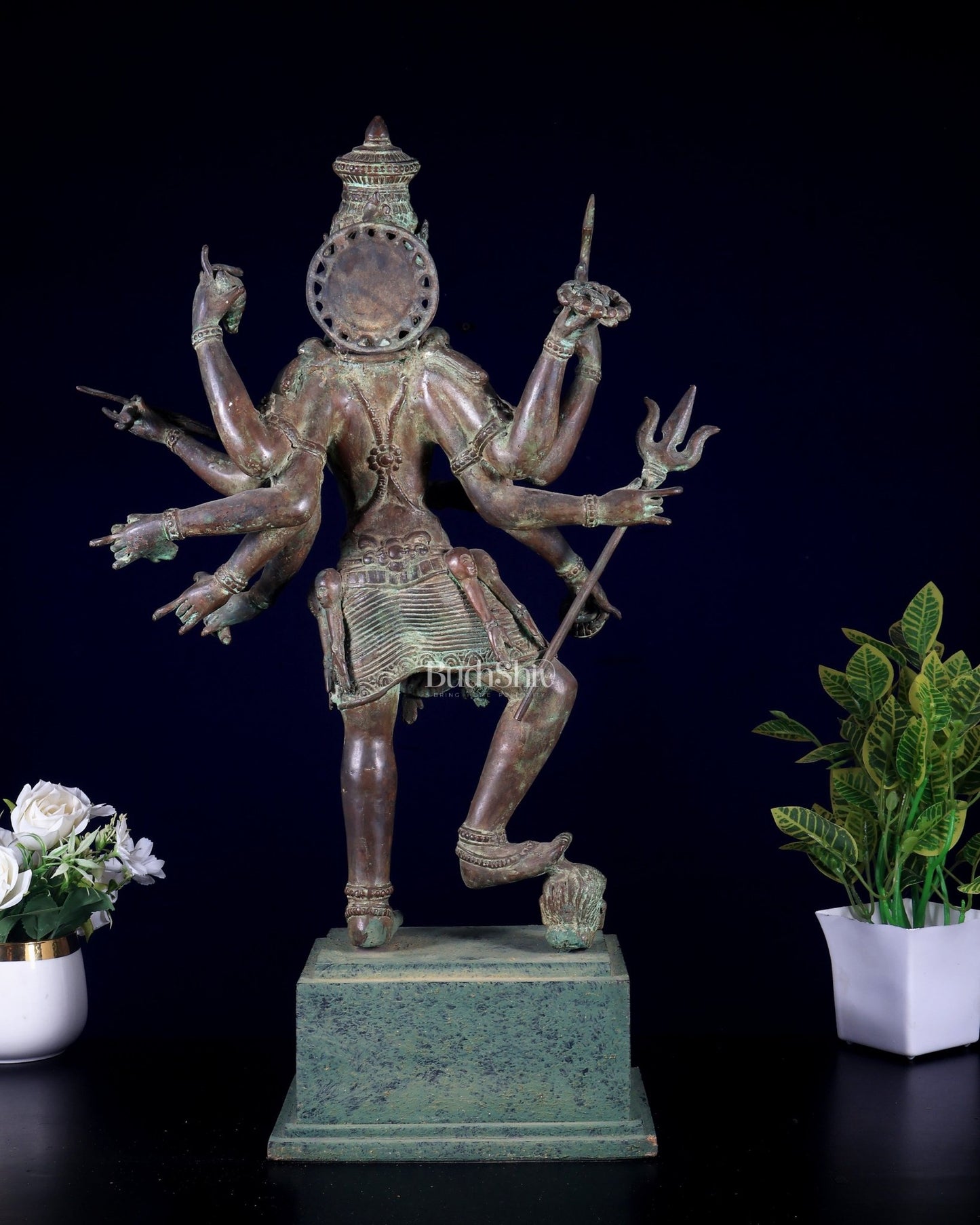 Bronze Goddess Kali Statue – 23” (58 cm) Fierce Form with 10 Arms - Budhshiv.com