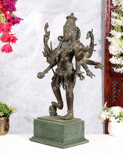 Bronze Goddess Kali Statue – 23” (58 cm) Fierce Form with 10 Arms - Budhshiv.com