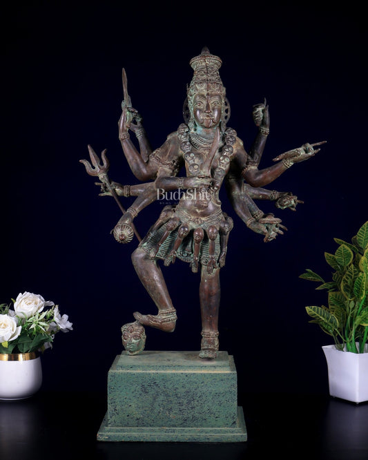 Bronze Goddess Kali Statue – 23” (58 cm) Fierce Form with 10 Arms - Budhshiv.com