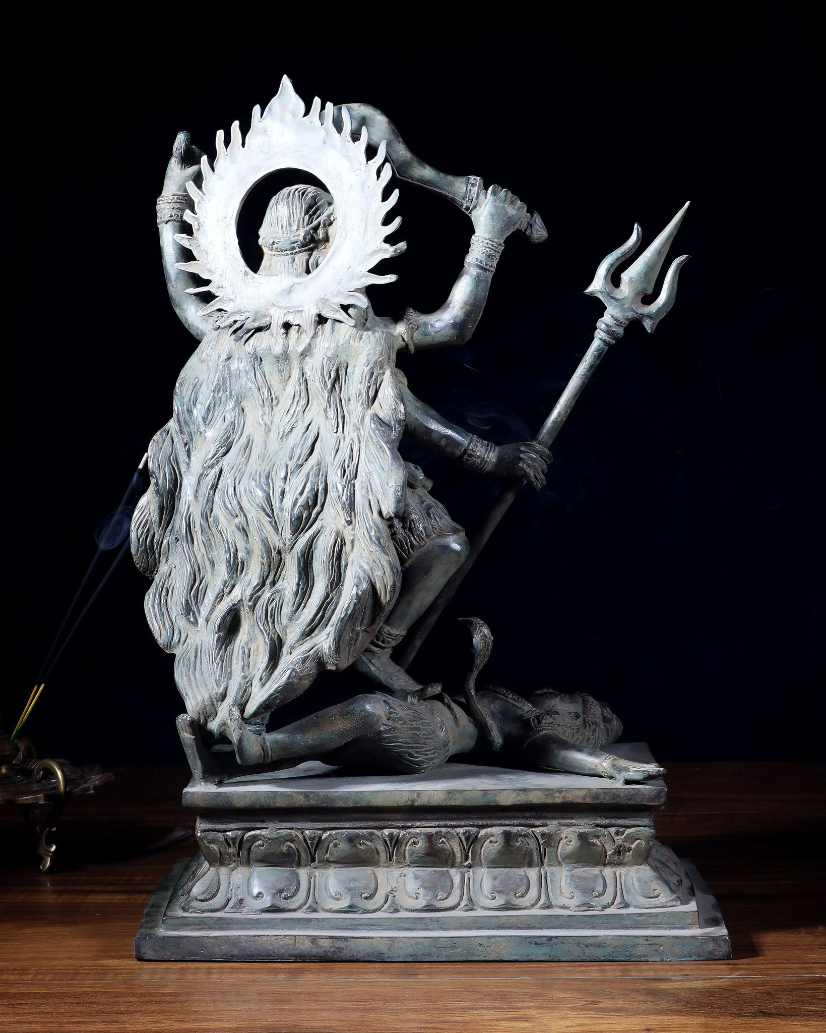 Bronze Kali Standing on Shiva | Indonesian Sculpture – 15.5" - Budhshiv.com