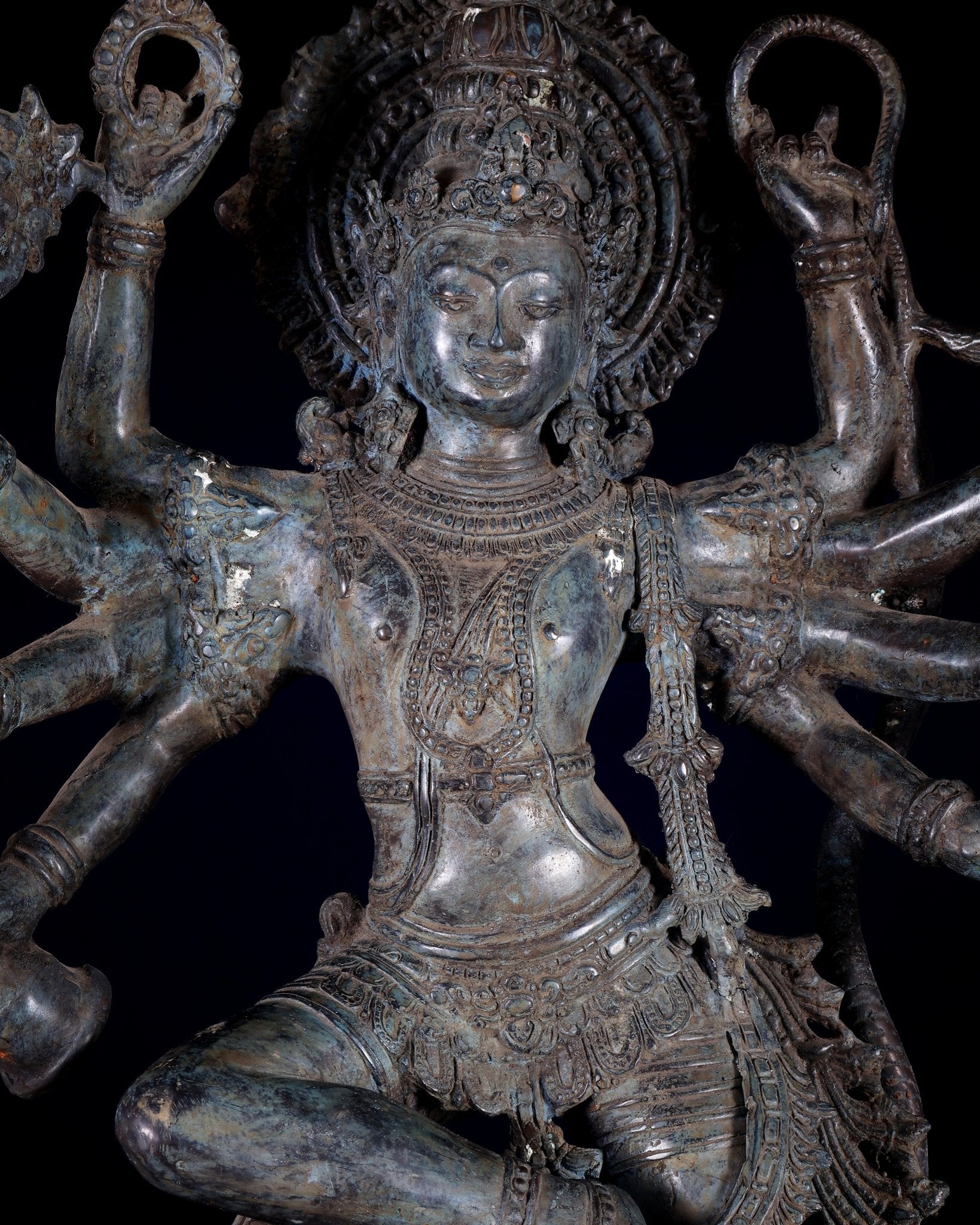 Bronze Krishna dancing on Kaliya Naag Sculpture – 25" lost wax - Budhshiv.com