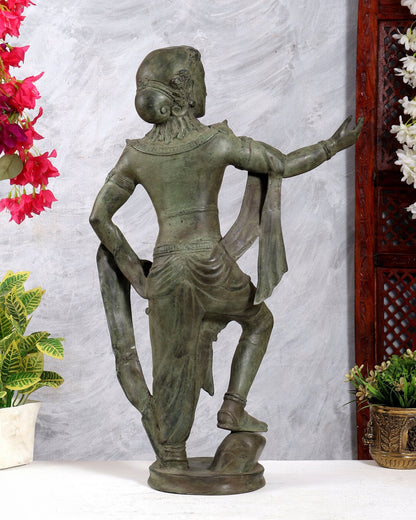 Bronze Krishna Gita Updesh Statue – Vintage Patina | Indonesian Depiction - Budhshiv.com