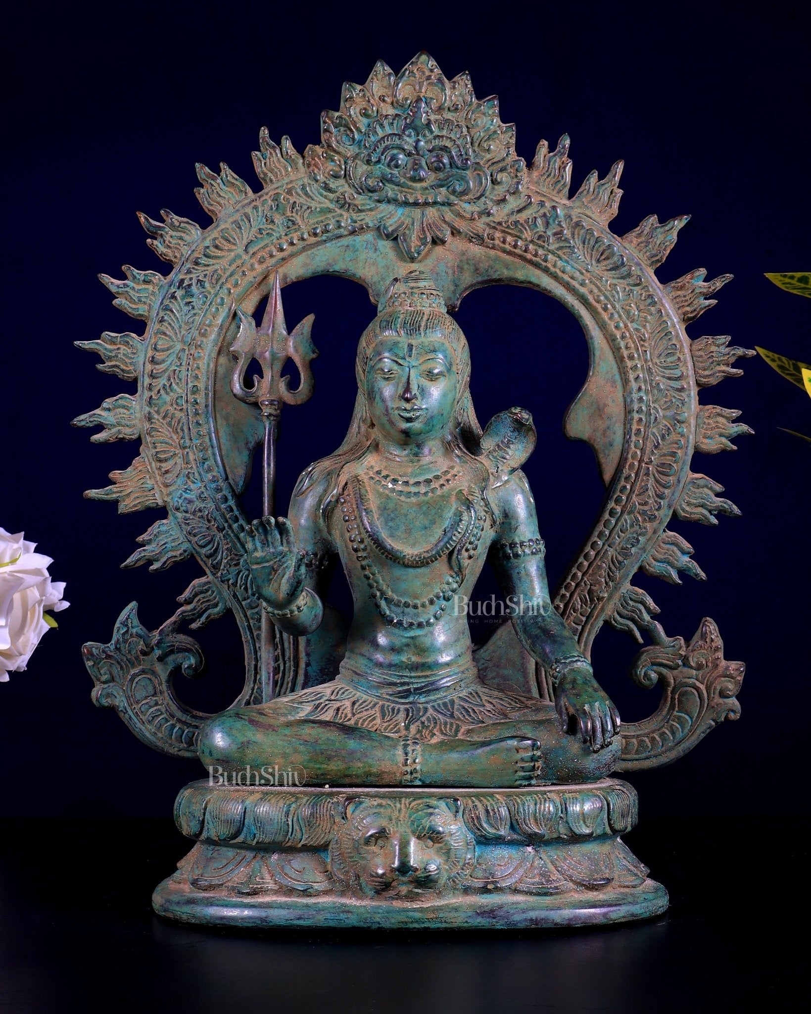 Bronze Lord Shiva Blessing Statue with Arch – 14" Height - Budhshiv.com