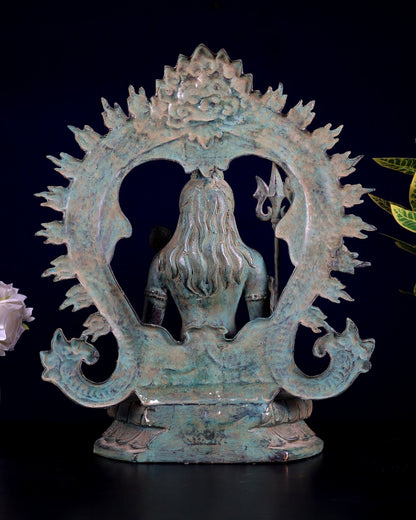 Bronze Lord Shiva Blessing Statue with Arch – 14" Height - Budhshiv.com