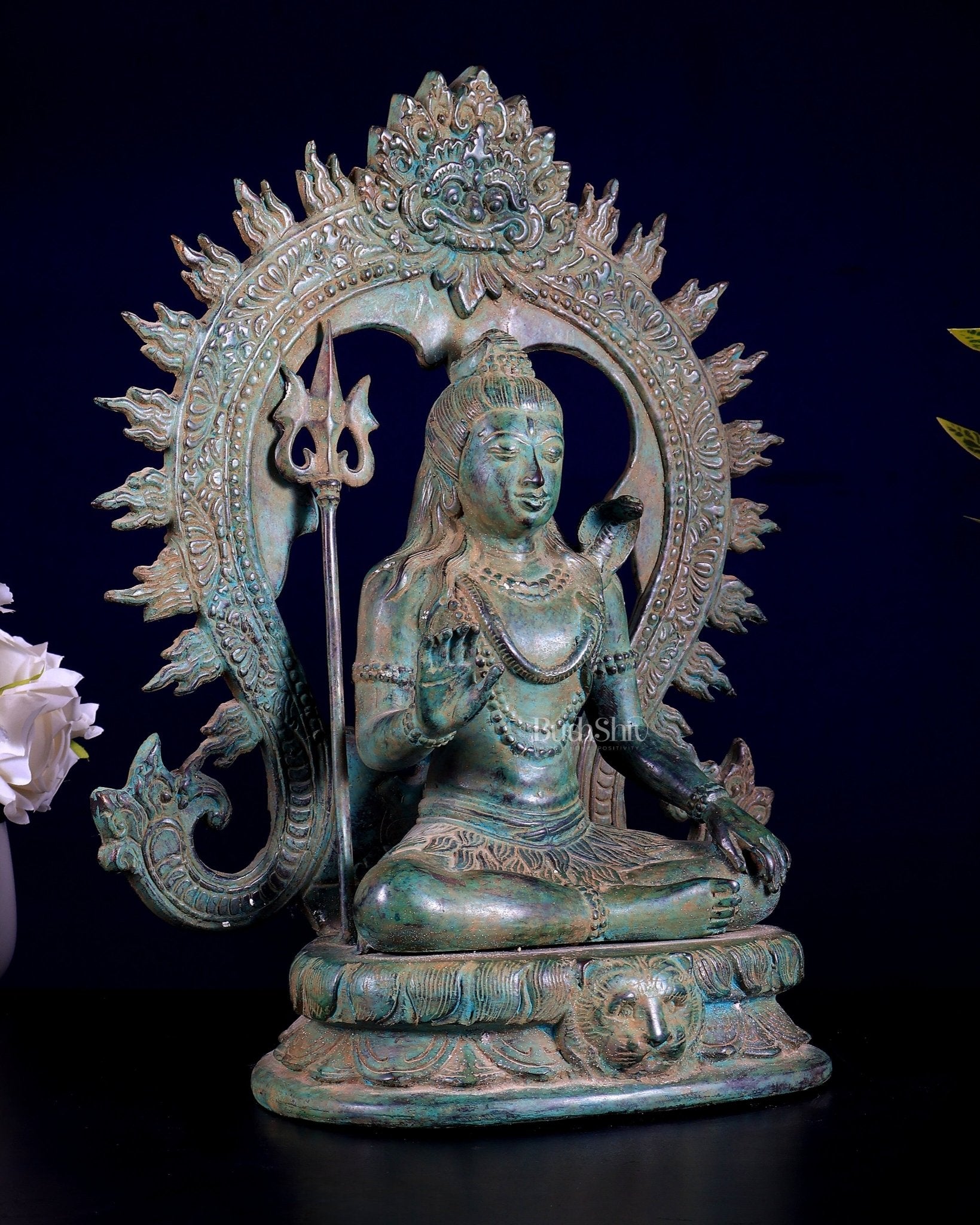 Bronze Lord Shiva Blessing Statue with Arch – 14" Height - Budhshiv.com