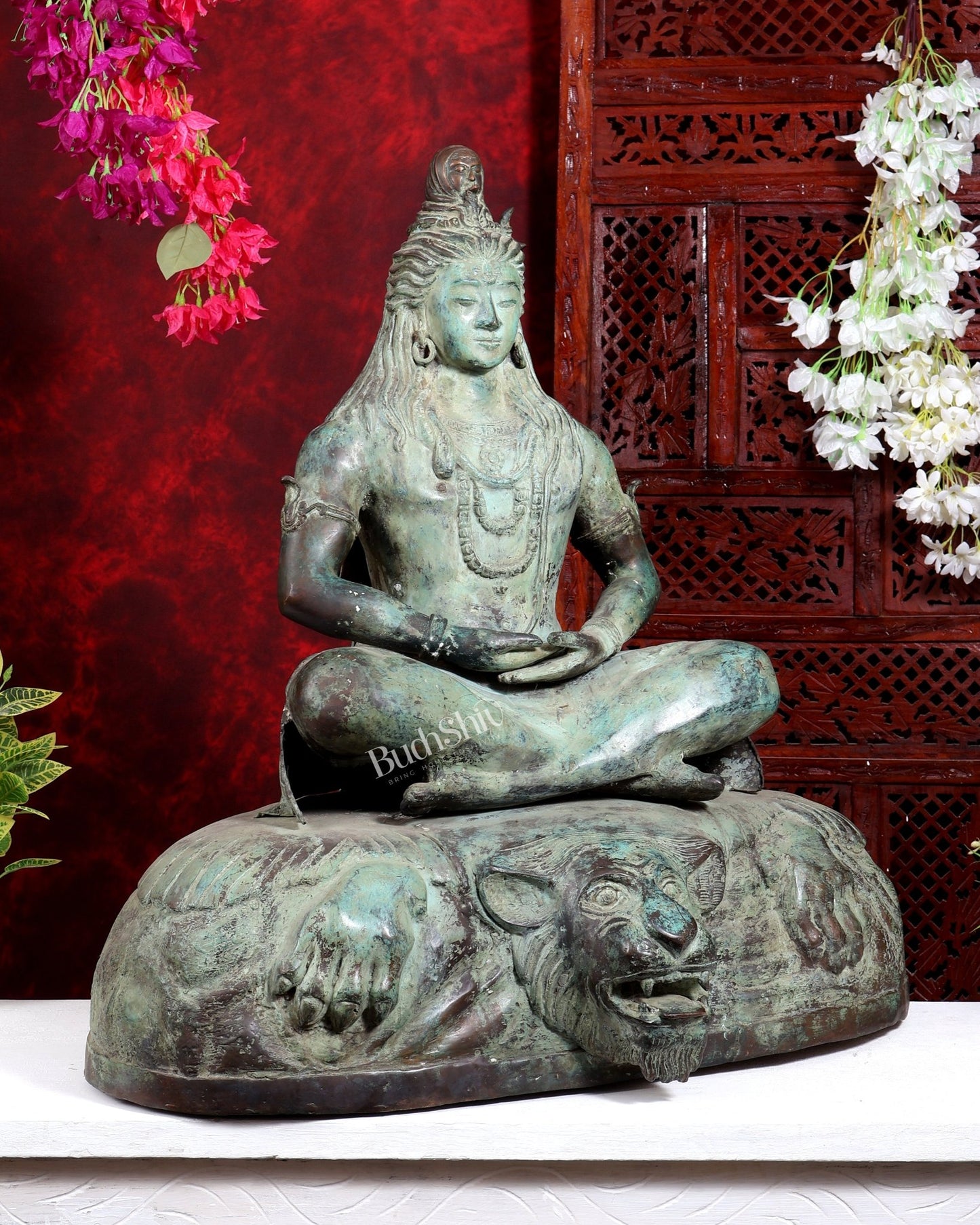 Bronze Lord Shiva in Meditation – Dhyana Mudra Mahadev Sculpture, 30 inch - Budhshiv.com