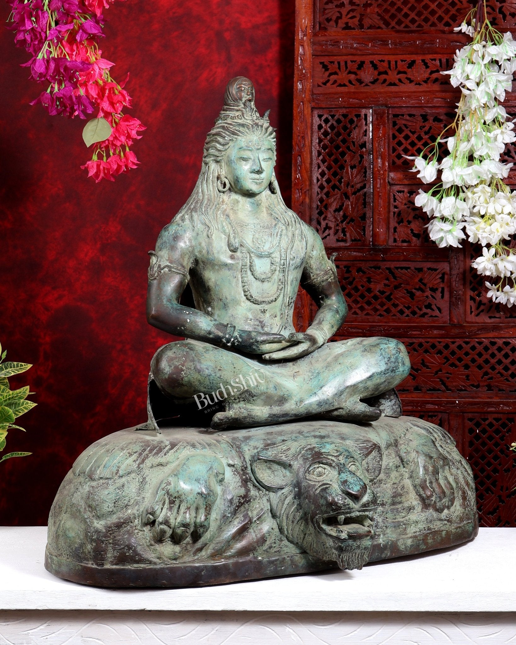 Bronze Lord Shiva in Meditation – Dhyana Mudra Mahadev Sculpture, 30 inch - Budhshiv.com