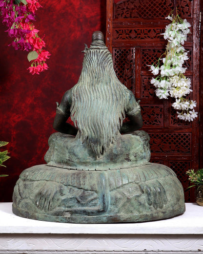Bronze Lord Shiva in Meditation – Dhyana Mudra Mahadev Sculpture, 30 inch - Budhshiv.com