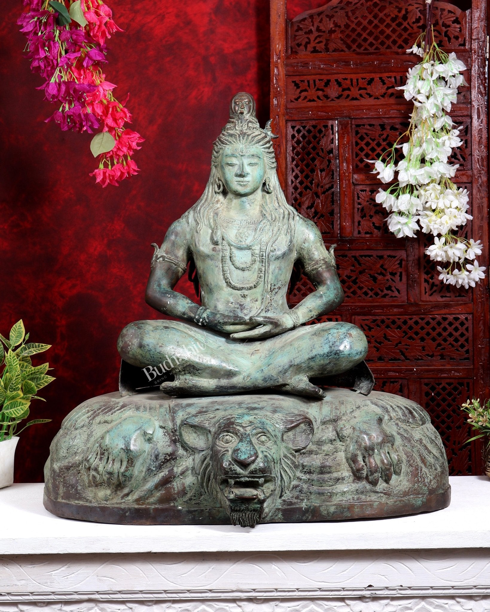 Bronze Lord Shiva in Meditation – Dhyana Mudra Mahadev Sculpture, 30 inch - Budhshiv.com