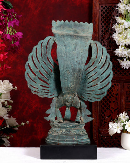 Bronze Lord Vishnu Riding on Garuda Sculpture 21 inch - Budhshiv.com