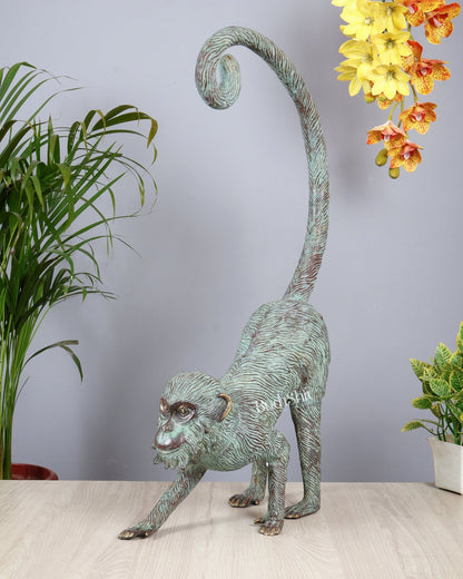 Bronze Monkey Sculpture 30.5 Inch Balinese Art Decor Showpiece - Budhshiv.com
