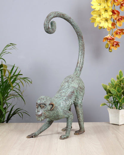 Bronze Monkey Sculpture Showpiece – Balinese Artistry 23.5 " - Budhshiv.com