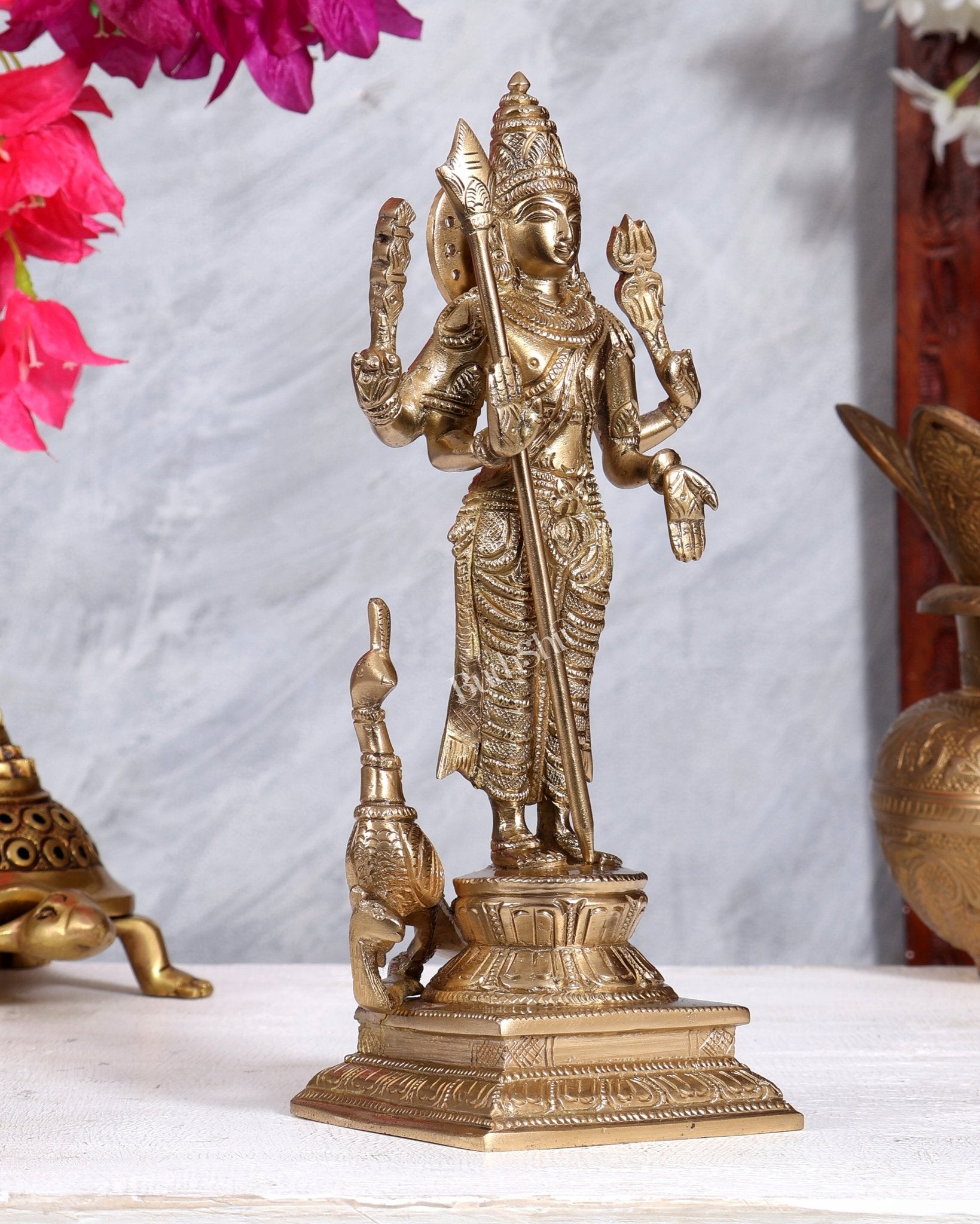 Bronze Murugan Swamy Idol – 8.5 Inch | Lord Kartikeya Bronze Statue - Budhshiv.com
