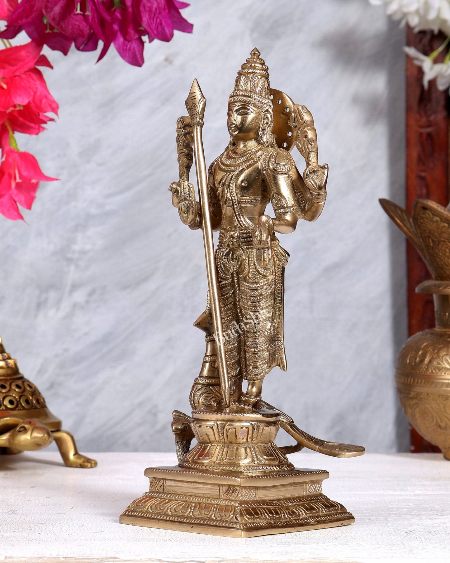 Bronze Murugan Swamy Idol – 8.5 Inch | Lord Kartikeya Bronze Statue - Budhshiv.com