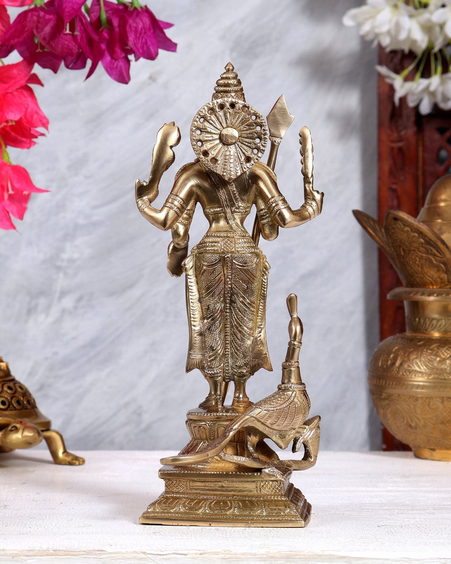 Bronze Murugan Swamy Idol – 8.5 Inch | Lord Kartikeya Bronze Statue - Budhshiv.com