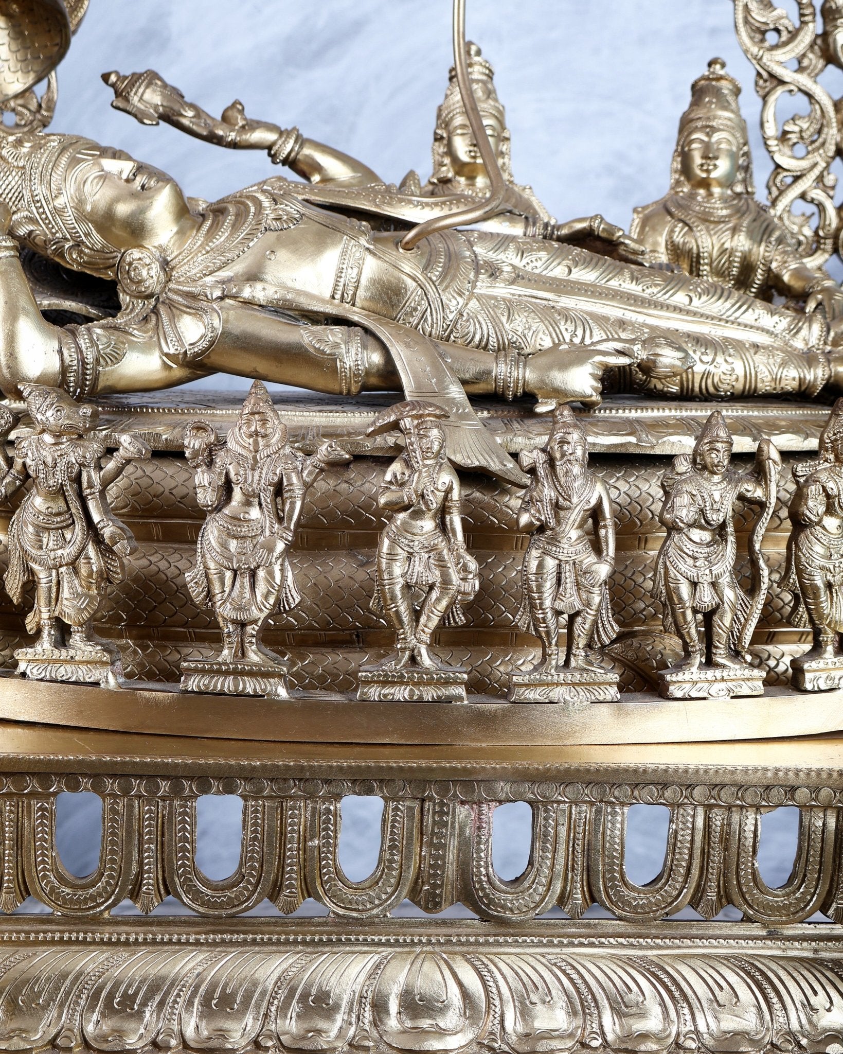 Bronze Padmanabhan Swamy Vishnu with Royal Arch with Dashavatara 27" - Budhshiv.com