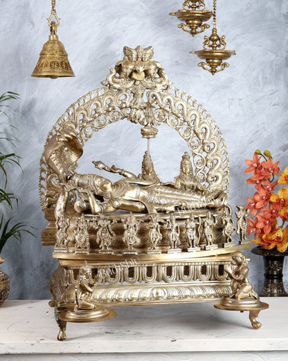 Bronze Padmanabhan Swamy Vishnu with Royal Arch with Dashavatara 27" - Budhshiv.com