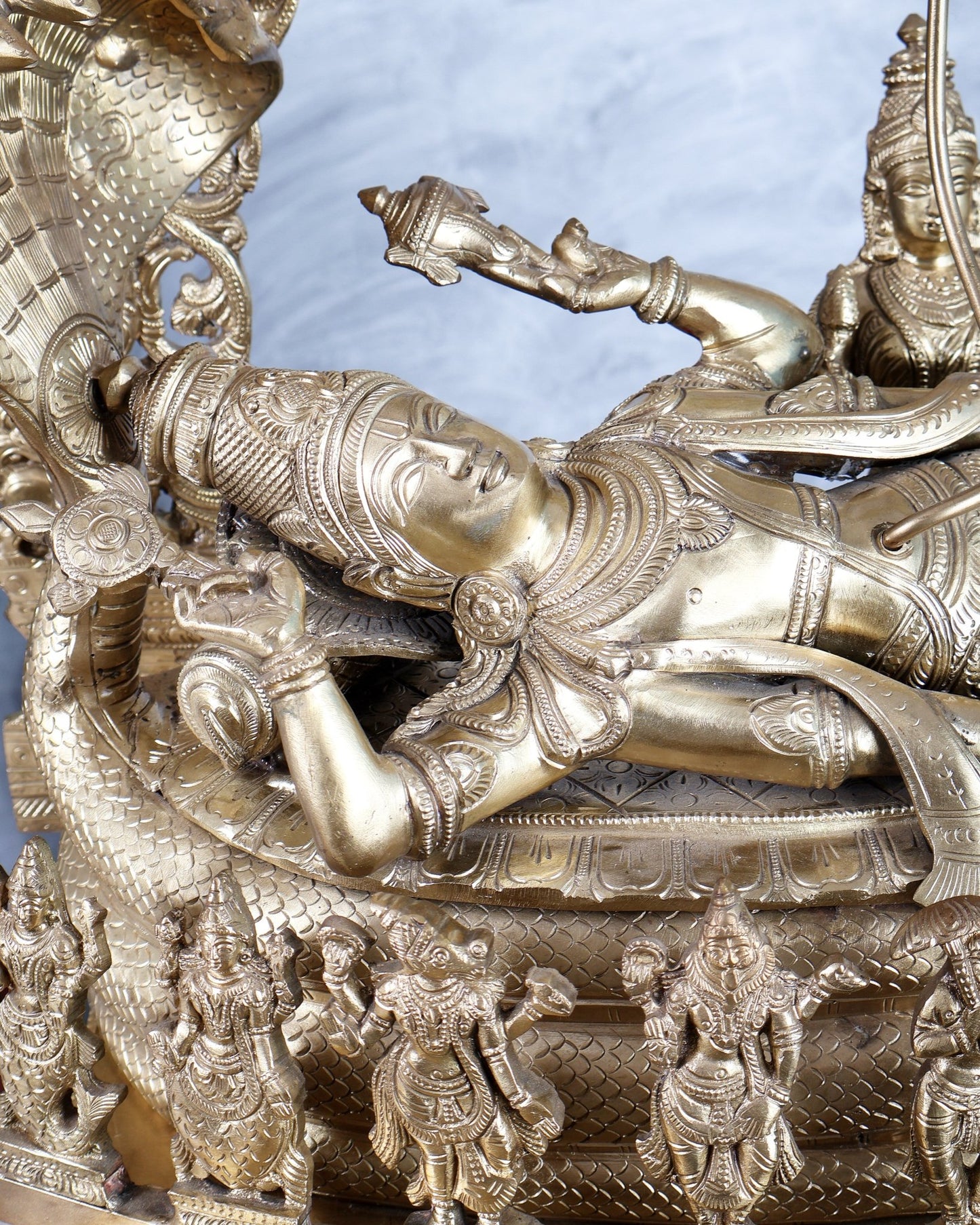Bronze Padmanabhan Swamy Vishnu with Royal Arch with Dashavatara 27" - Budhshiv.com