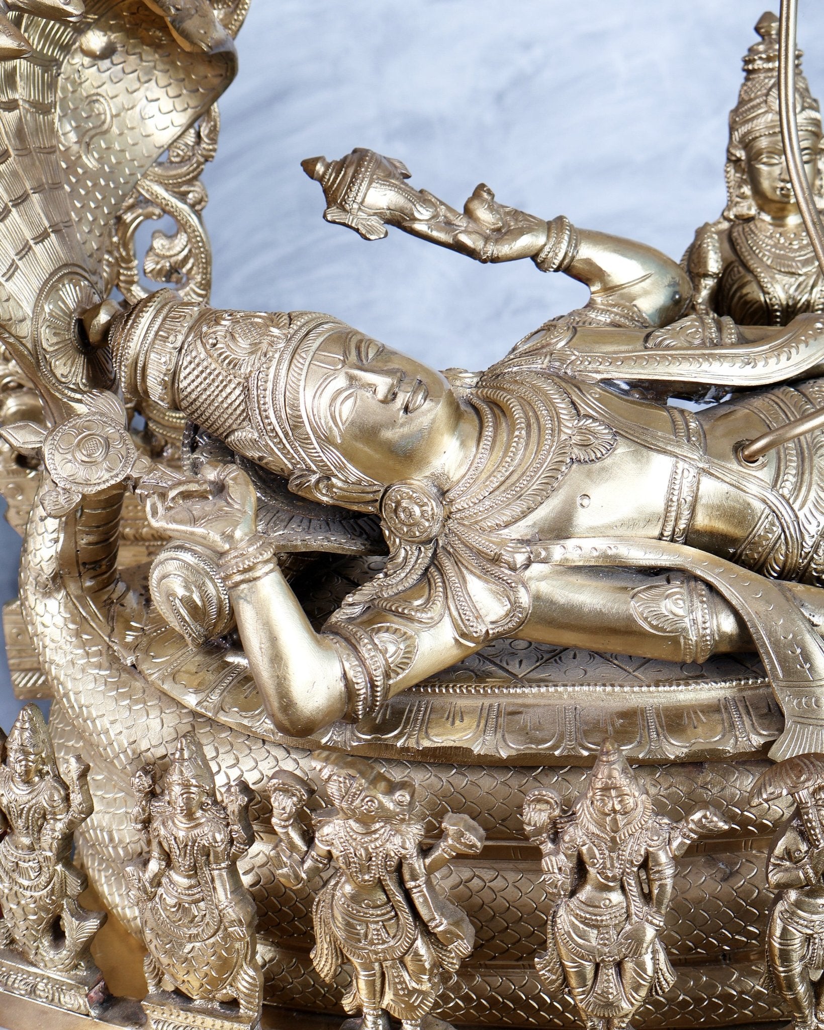Bronze Padmanabhan Swamy Vishnu with Royal Arch with Dashavatara 27" - Budhshiv.com