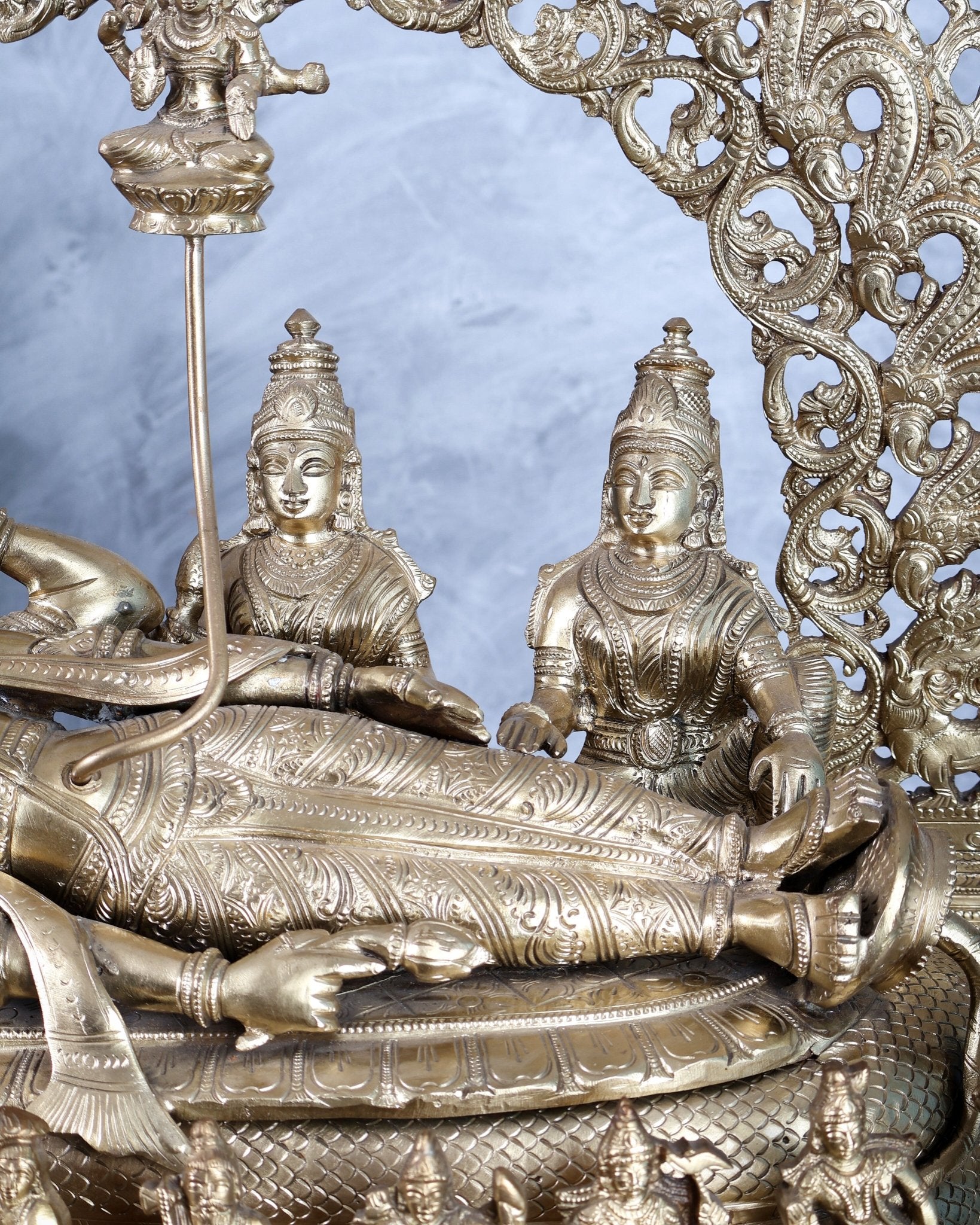 Bronze Padmanabhan Swamy Vishnu with Royal Arch with Dashavatara 27" - Budhshiv.com