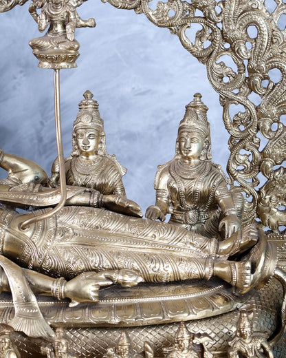 Bronze Padmanabhan Swamy Vishnu with Royal Arch with Dashavatara 27" - Budhshiv.com