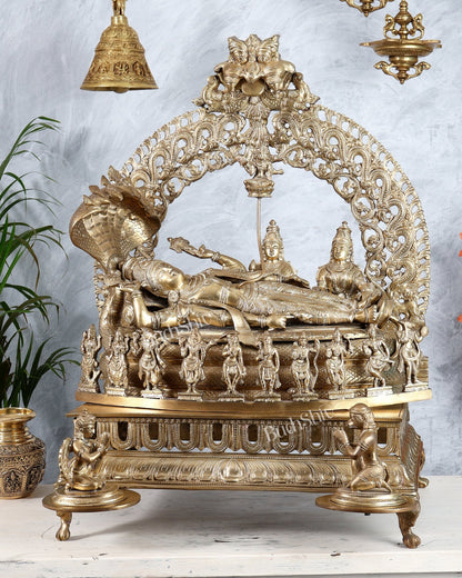 Bronze Padmanabhan Swamy Vishnu with Royal Arch with Dashavatara 27" - Budhshiv.com