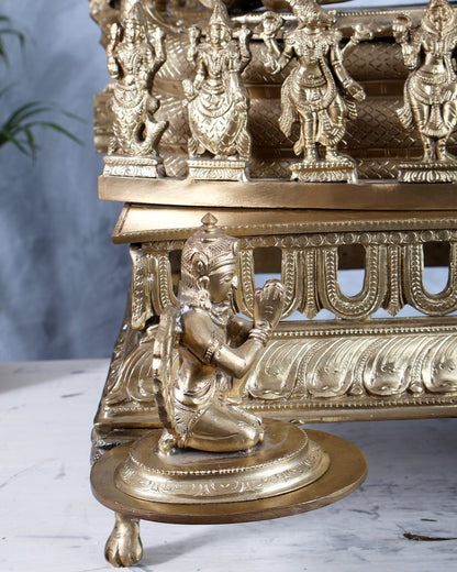 Bronze Padmanabhan Swamy Vishnu with Royal Arch with Dashavatara 27" - Budhshiv.com