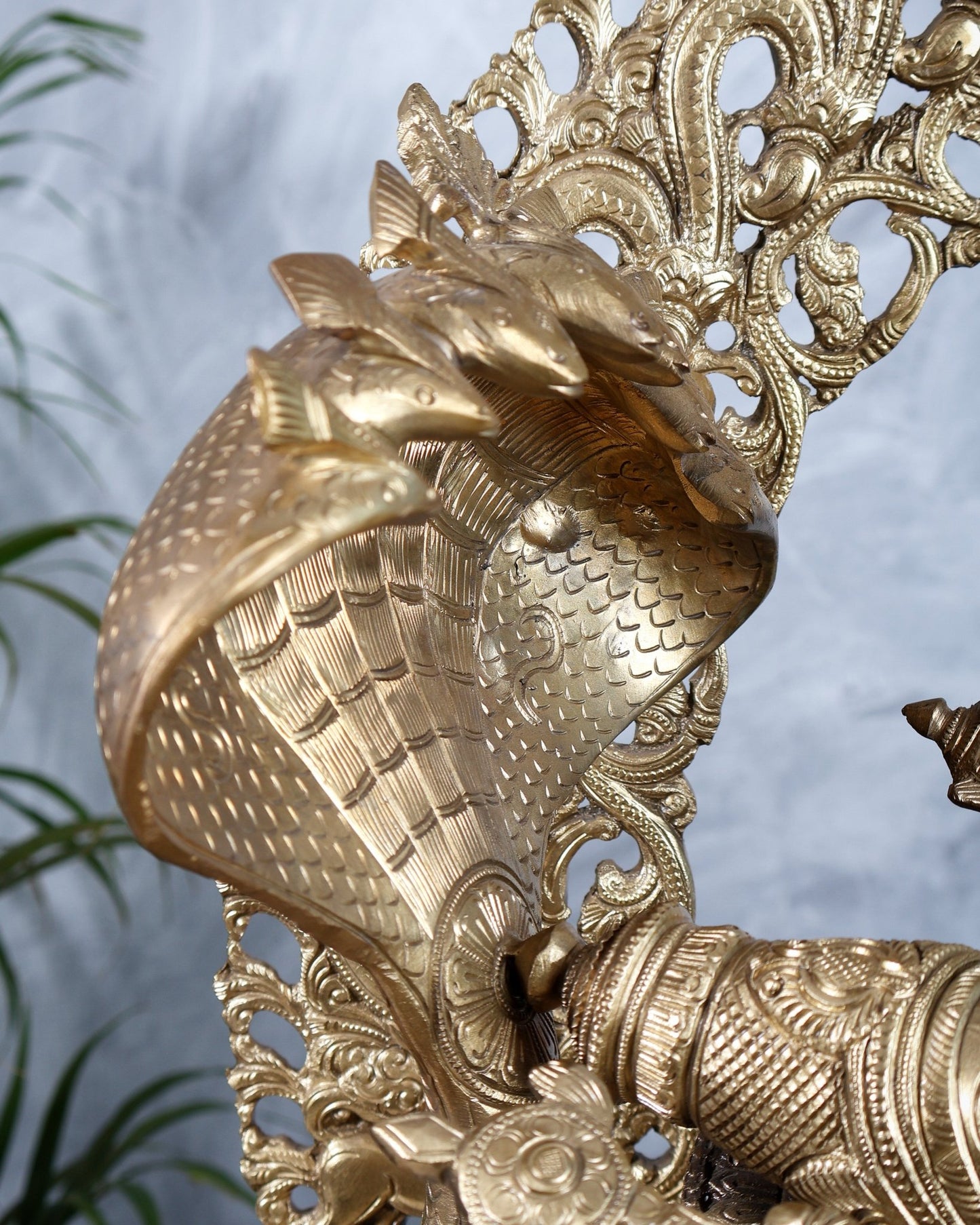 Bronze Padmanabhan Swamy Vishnu with Royal Arch with Dashavatara 27" - Budhshiv.com