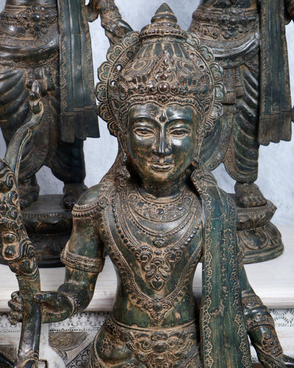 Bronze Pandava Brothers Sculpture Set | Mahabharata Warrior Statues (Set of 5) - Budhshiv.com