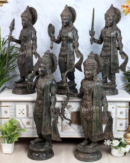 Bronze Pandava Brothers Sculpture Set | Mahabharata Warrior Statues (Set of 5) - Budhshiv.com