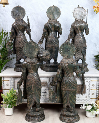 Bronze Pandava Brothers Sculpture Set | Mahabharata Warrior Statues (Set of 5) - Budhshiv.com