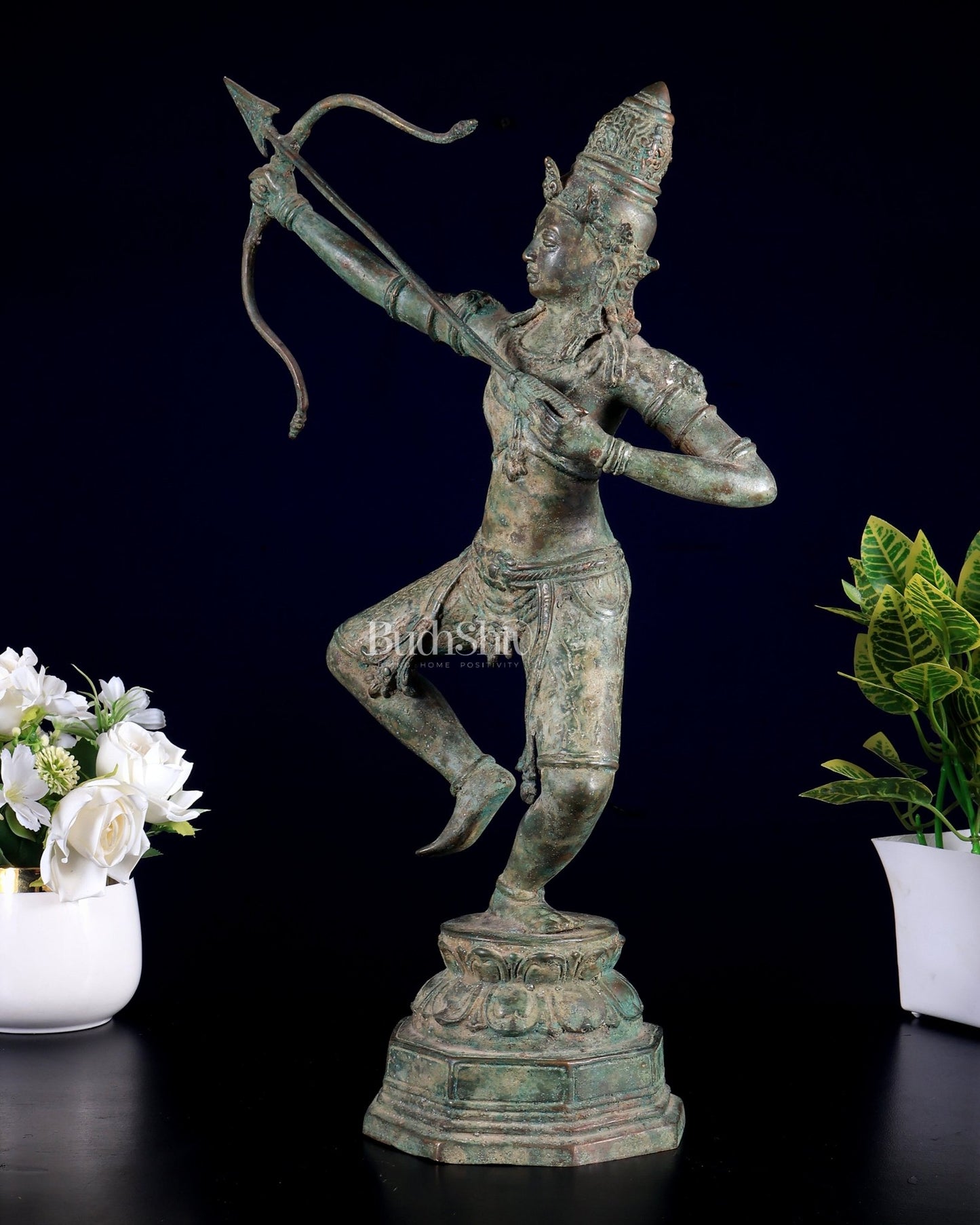 Bronze Rama Sculpture Shooting the final arrow | Height: 18 inch - Budhshiv.com