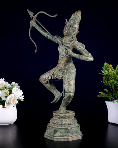 Bronze Rama Sculpture Shooting the final arrow | Height: 18 inch - Budhshiv.com
