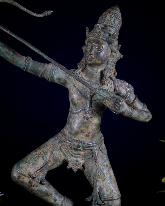Bronze Rama Sculpture Shooting the final arrow | Height: 18 inch - Budhshiv.com