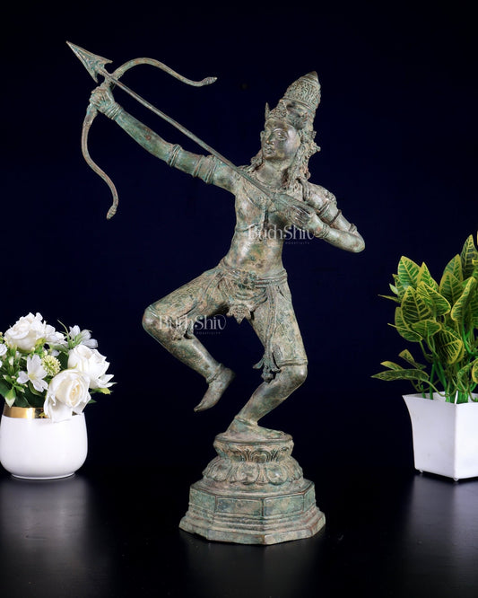 Bronze Rama Sculpture Shooting the final arrow | Height: 18 inch - Budhshiv.com