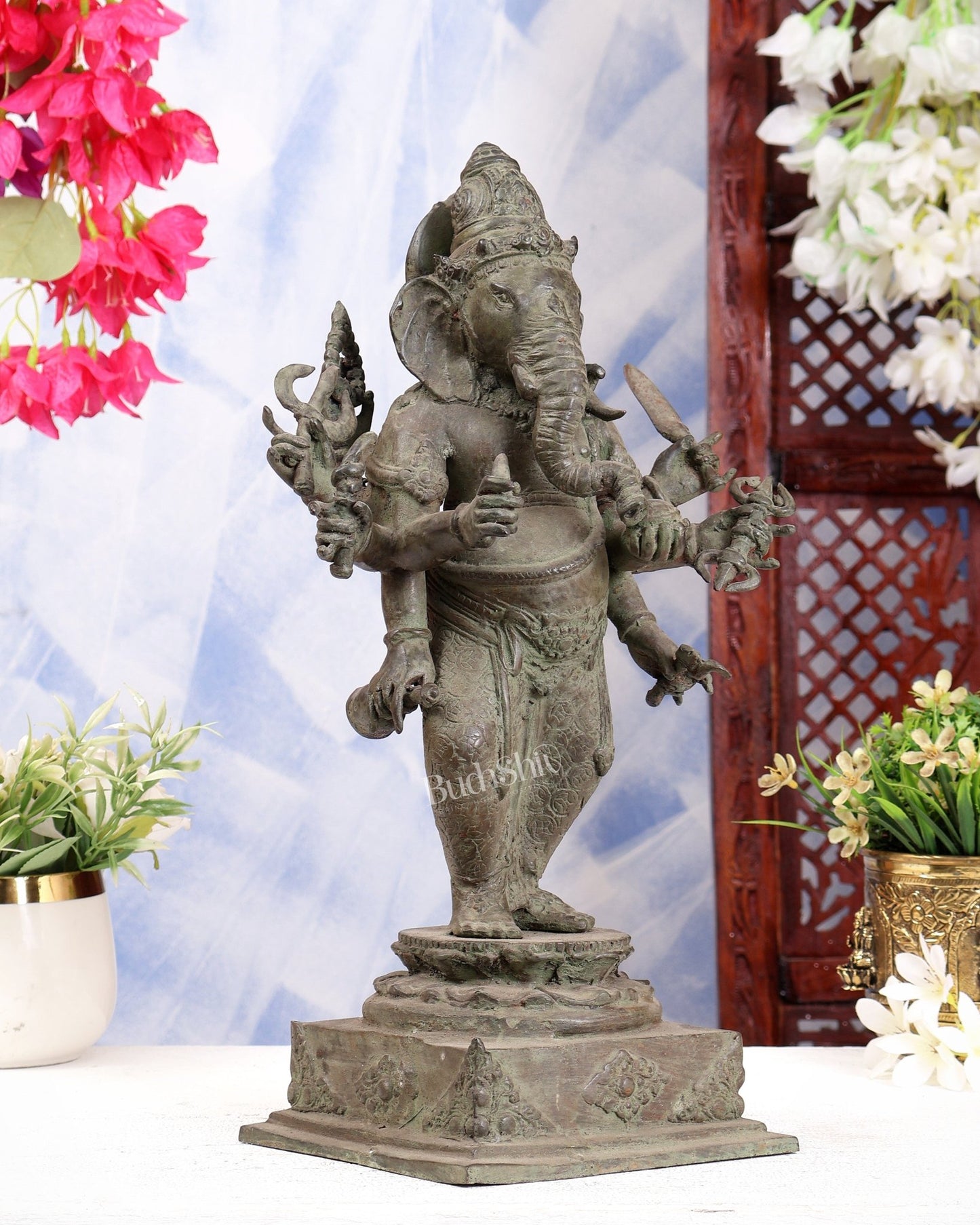 Bronze Standing Ganesha Sculpture – Museum Grade 15 inch - Budhshiv.com