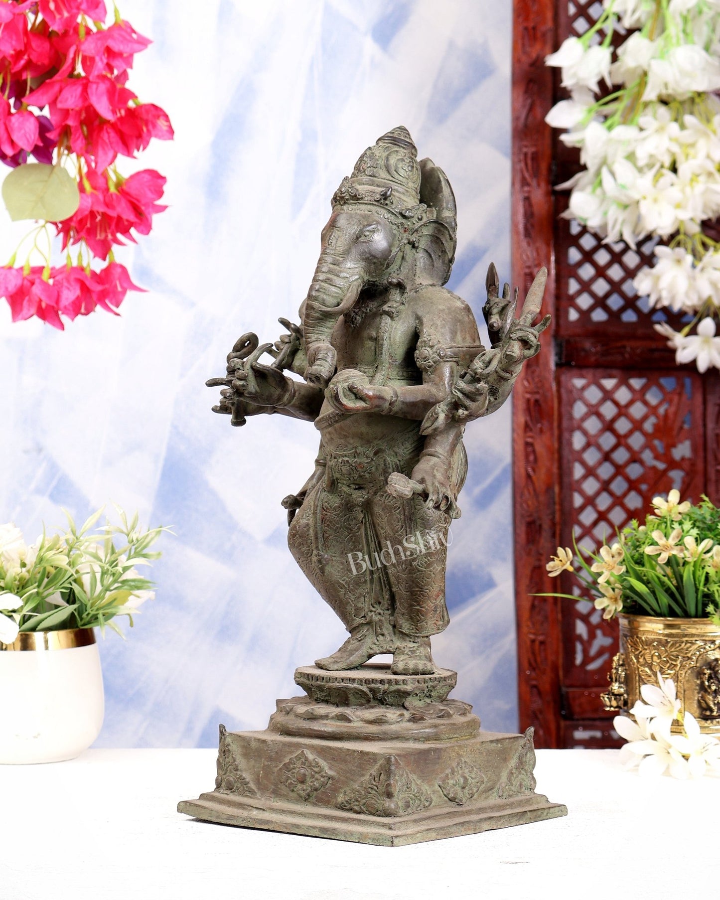 Bronze Standing Ganesha Sculpture – Museum Grade 15 inch - Budhshiv.com