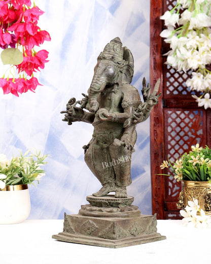Bronze Standing Ganesha Sculpture – Museum Grade 15 inch - Budhshiv.com