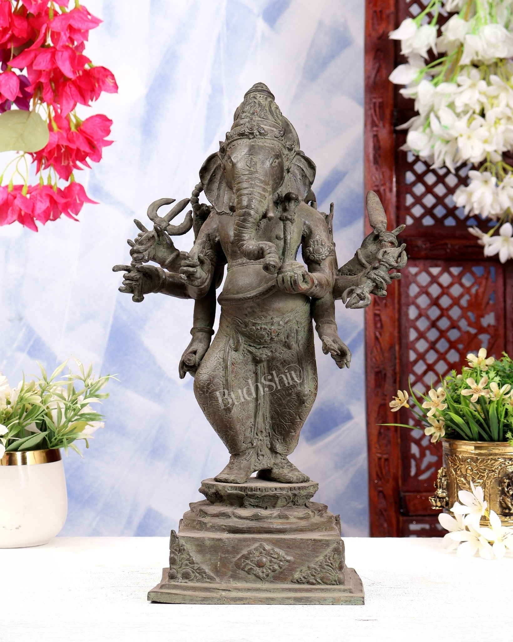 Bronze Standing Ganesha Sculpture – Museum Grade 15 inch - Budhshiv.com