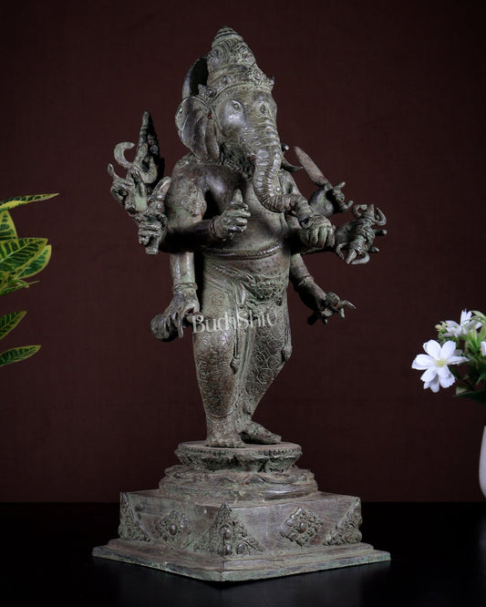 Bronze Standing Ganesha Sculpture – Museum Grade 15 inch - Budhshiv.com